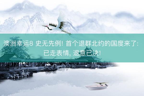 澳洲幸运8 史无先例! 首个退群北约的国度来了: 已走表情, 退意已决!