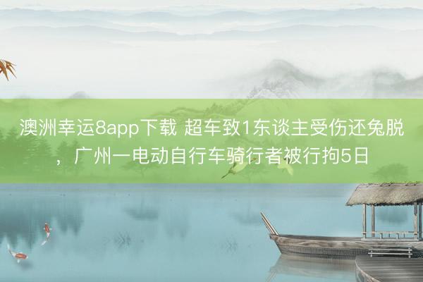 澳洲幸运8app下载 超车致1东谈主受伤还兔脱，广州一电动自行车骑行者被行拘5日